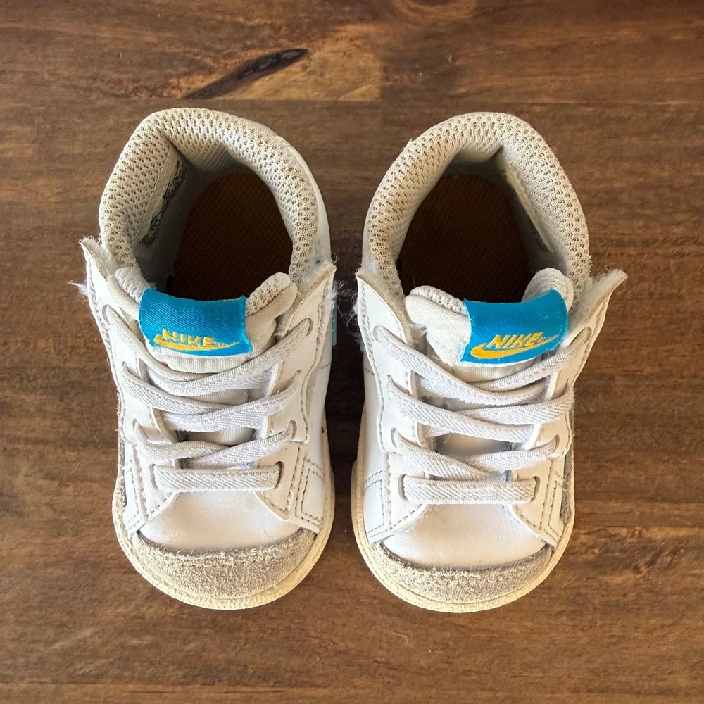 Nike Blazer Mid '77 TD Toddler Sneakers Size 4C White Blue Yellow DA4088-107